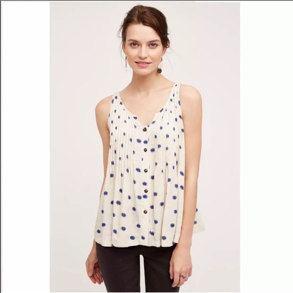 Anthropologie Maeve Polka Dot Saona Swing Tank